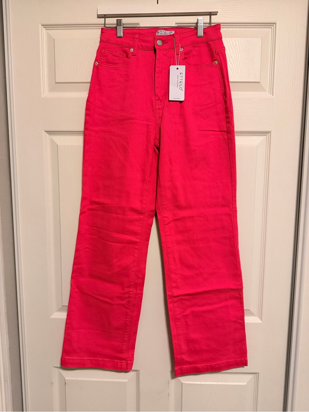 High-Rise Hot Pink Wide-Leg Jeans